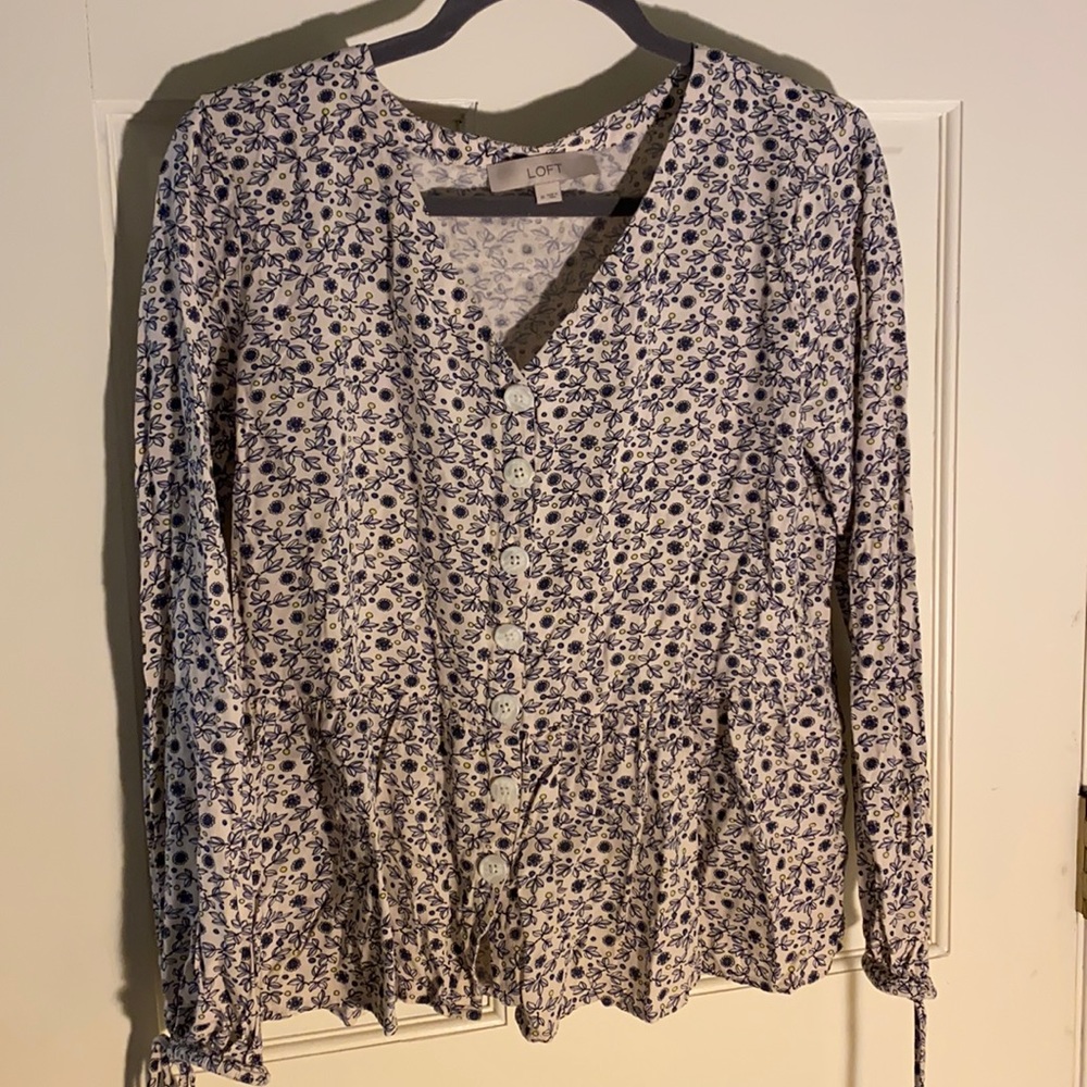 LOFT floral button down blouse